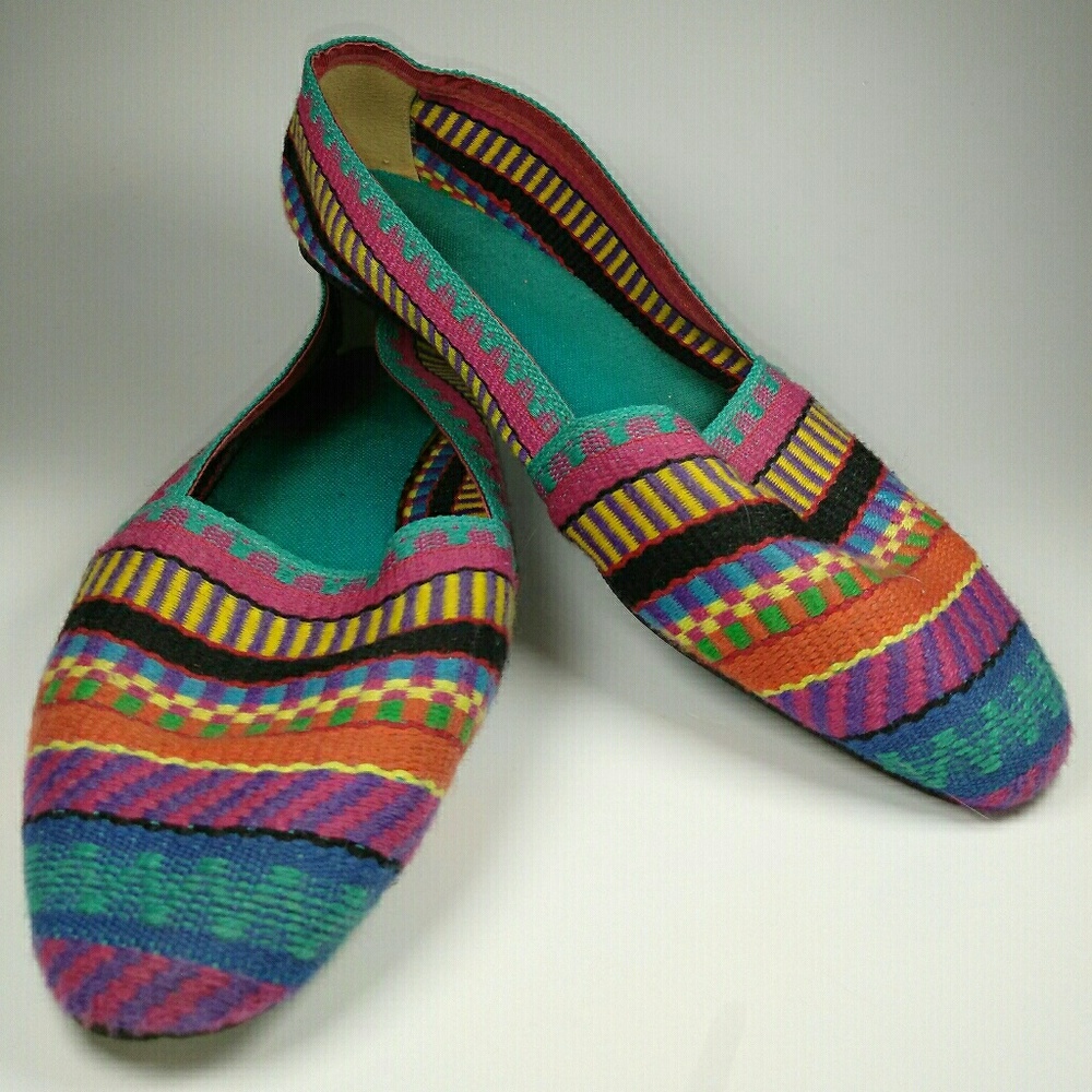 Canvas Multi Colored Flats Boho Festival